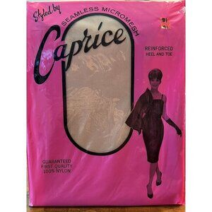 Vintage Caprice Micro mesh Seamless Nylon Hose Reinforced NOS Size 9.5